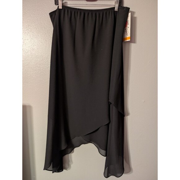 Onyx Nite by Wendye Chaitin Black Asymmetrical Layered Hem Skirt Plus 2X Y2K - Picture 2 of 6